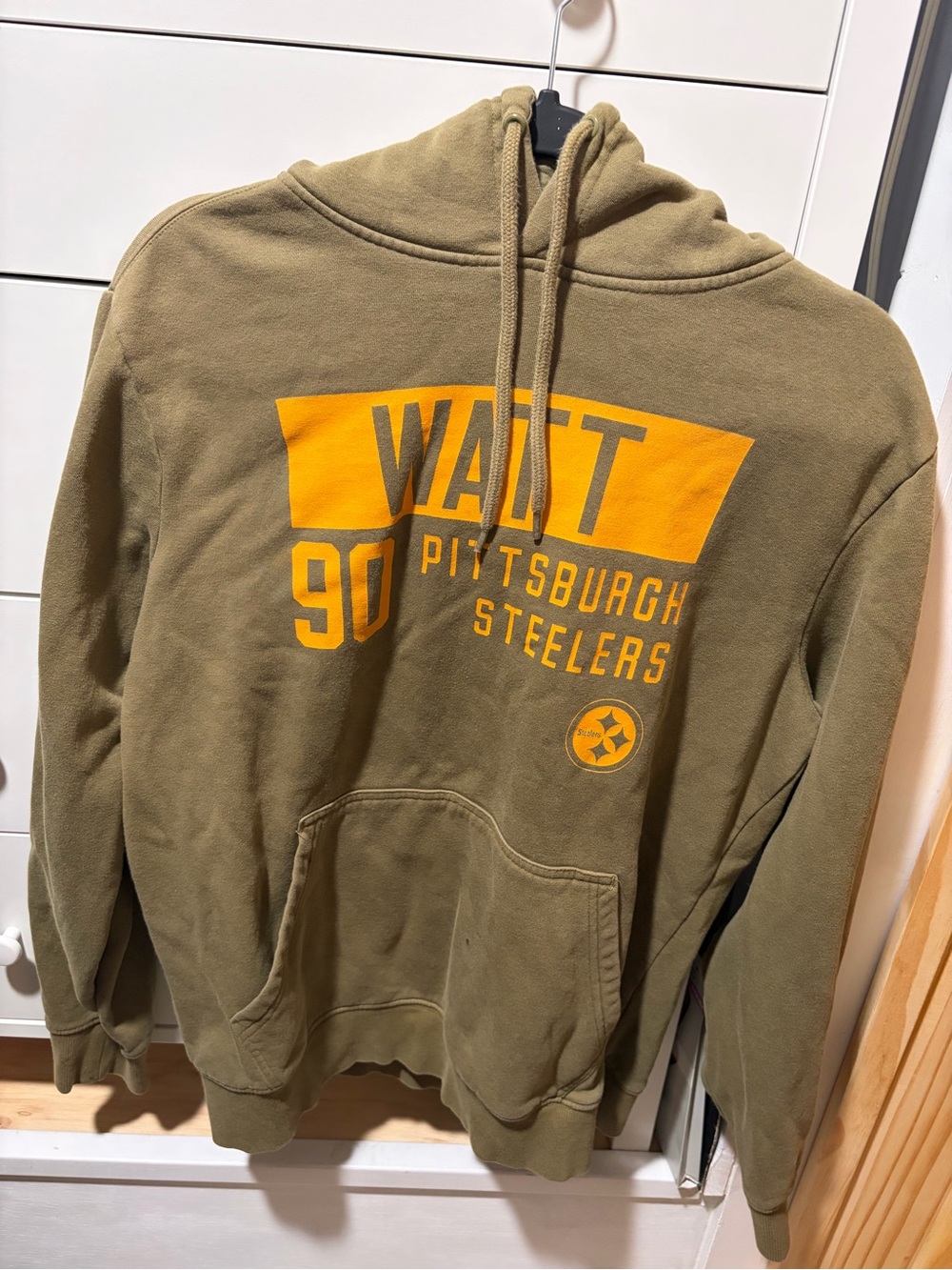 NFL Olive Pullover Hoodie with Gold Pittsburgh Steelers Graphics